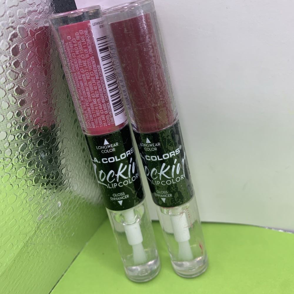 2 L.A. Colors Lockin' Lip Color + Gloss CLG364 Girlfriend & CLG374 Goth Chic